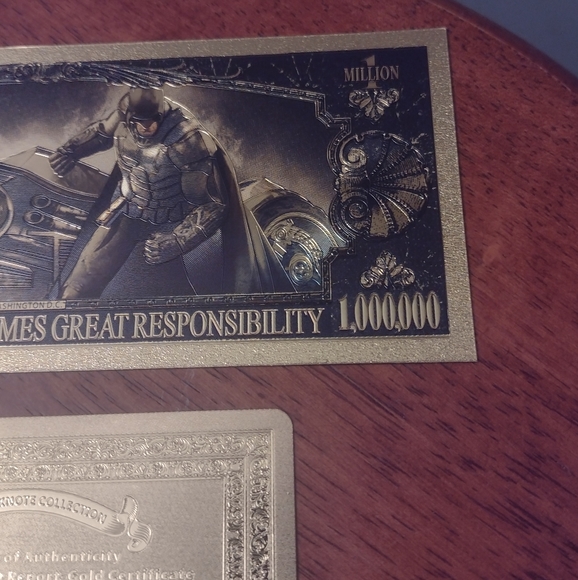 BATMAN THE DARK KNIGHT 24k GOLD NOVELTY NOTE w/GOLD CERTIFICATE OF AUTHENTICITY - Picture 12 of 15